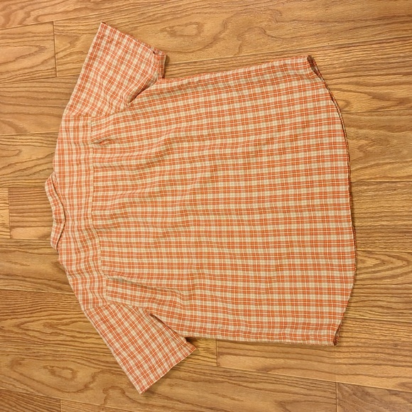 Columbia orange and brown plaid short-sleeve fishing shirt, men's size XL - Picture 3 of 3